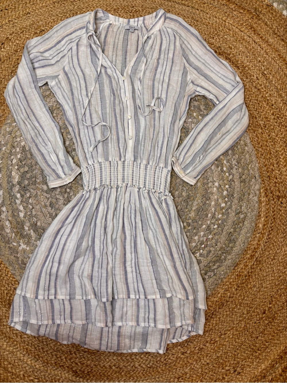 Rails Women’s Blue & White Striped Smocked-Waist Dress